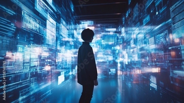 Fototapeta Digital Revolution: A Young Mind Shaping Tomorrow’s Technology