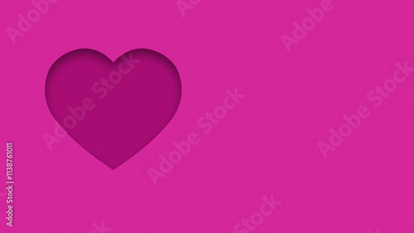 Fototapeta Pink textured canvas background with heart shape cutout