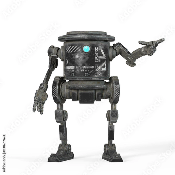 Obraz coolest robot is talking in white background