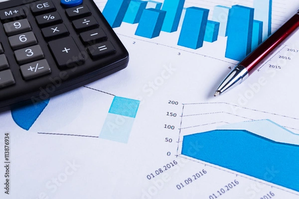 Fototapeta Graphs and Calculator
