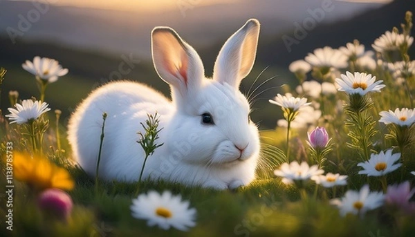 Fototapeta easter bunny in the grass