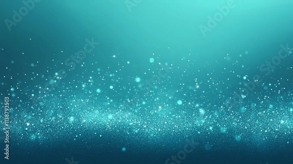 Fototapeta Turquoise glitter particles with soft glowing bokeh