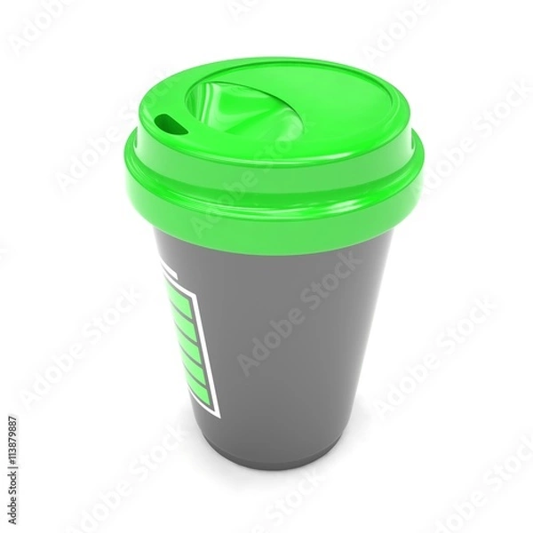 Fototapeta Coffee to go on white. 3d rendering.