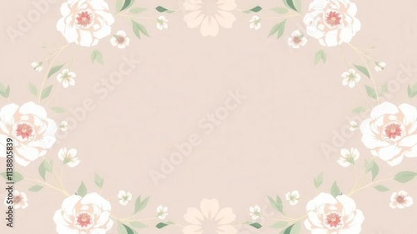 Fototapeta Elegant and modern vector invitation frame design with floral elements and geometric patterns, geometric, floral, template