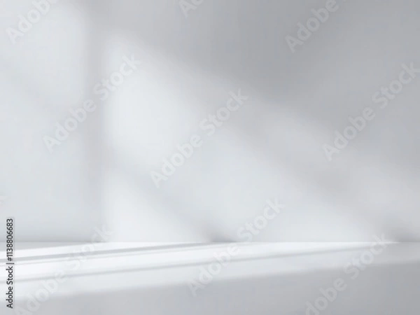 Fototapeta Gray background with soft, diffused lighting creating elegant shadows for product display, diffused, gray, lights