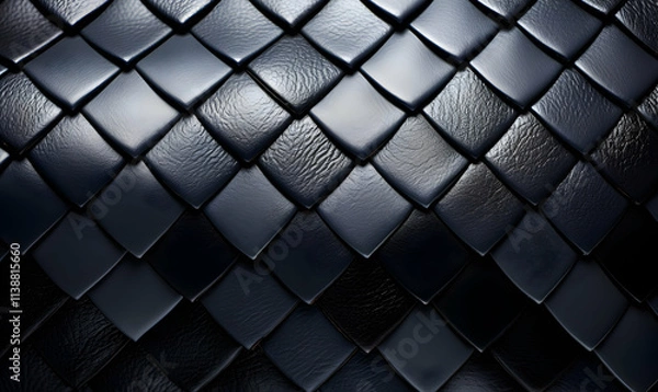 Fototapeta Dark, textured leather background; intricate diamond pattern; luxurious, elegant, and stylish. Ideal for fashion, design, and advertising projects.