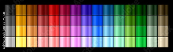Obraz Multi colored gradient set. Collection of shiny foil and metal color in rainbow palette. Vector EPS 10
