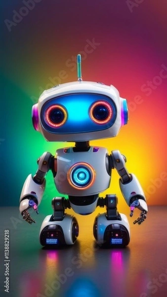 Fototapeta A robot with bright lights on its head and body