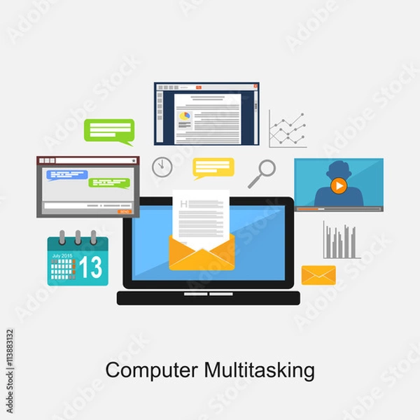 Fototapeta Computer multitasking concept illustration.
