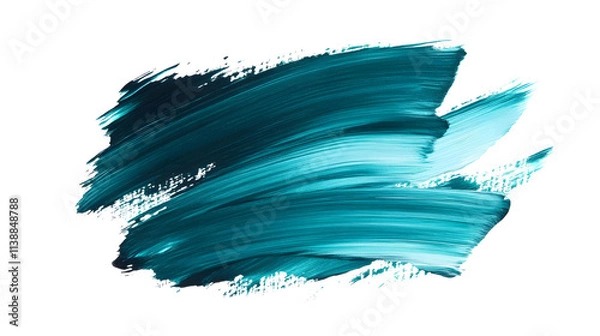 Obraz Deep teal and pale green smooth paint brush strokes isolated on white background