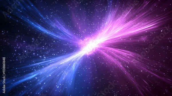 Fototapeta Luminous purple and blue cosmic vortex with starry space glow. Vortex. Illustration