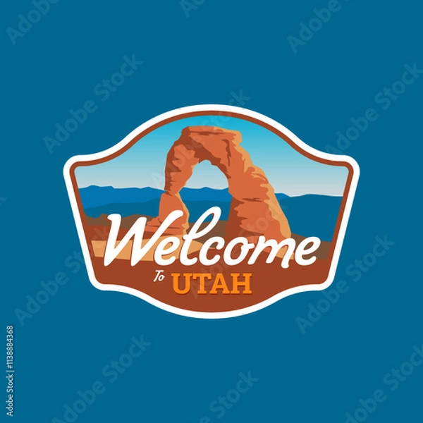 Fototapeta Arches National park Utah Stickers badge patch logo Vector illustration