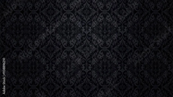 Fototapeta Intricate seamless gothic damask wallpaper design with dark and elegant motifs, seamless, wallpaper, dark
