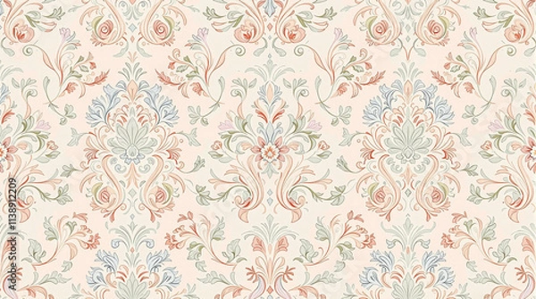Fototapeta Delicate Rococo Pattern Background - Elegant Design