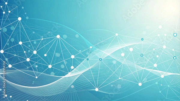 Obraz minimal illustration Light blue abstract neutral glowing background for digital technology and medical science