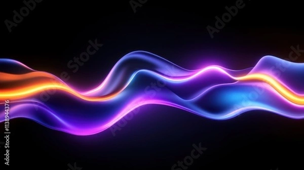 Fototapeta Abstract wave of vibrant colors flowing on a dark background.