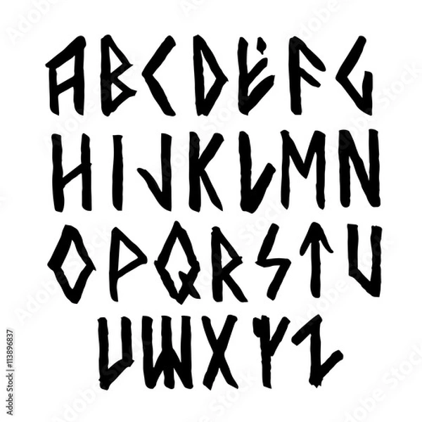 Obraz Modern vector runic style alphabet.