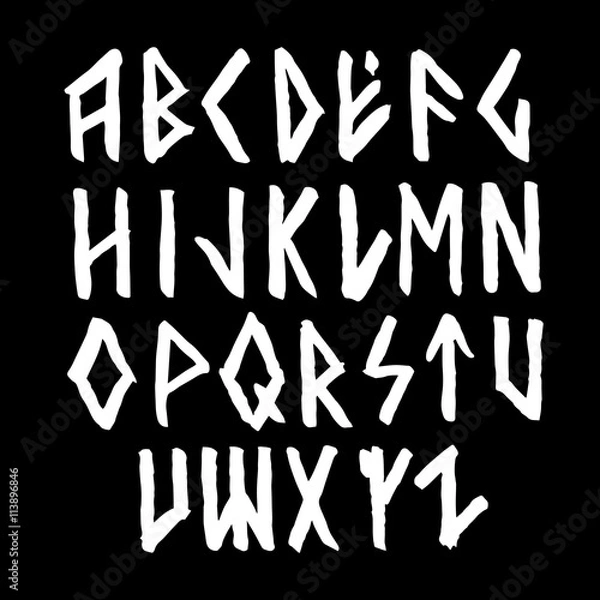 Fototapeta Modern vector runic style alphabet.