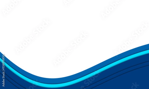 Fototapeta Blue abstract wave border line certificate template. Swoosh elegant halftone futuristic graphic modern curve with shadows.