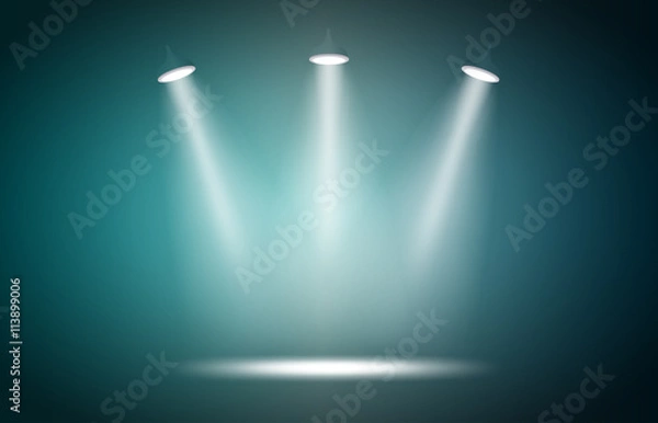 Obraz three white spotlight in dark atmosphere.