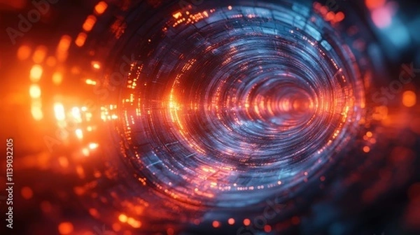 Obraz abstract 3d animation rotating futuristic shape loo