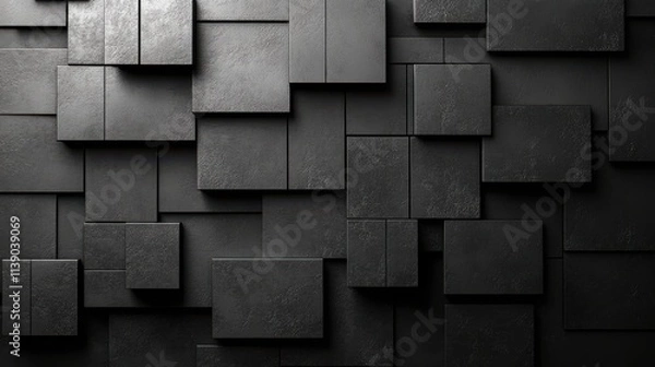 Obraz abstract 3d render black geometric composition desig