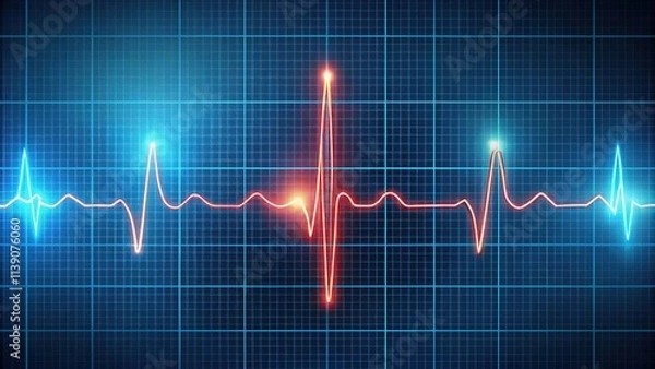 Fototapeta ECG Cardiogram PR Interval QRS Complex - Normal Reading, Clear Visualization