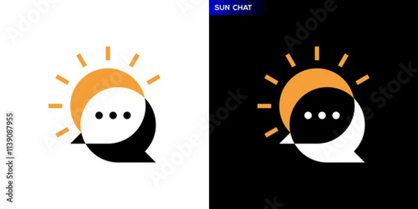 Fototapeta Chat sun logo. Communication, nature, solar. Icon symbol design template EPS 10.