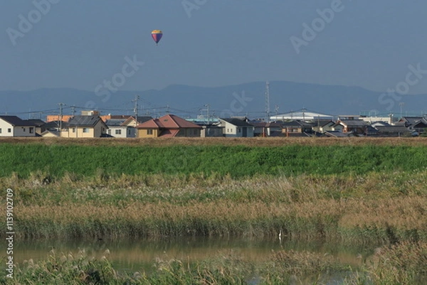 Obraz 気球と住宅街