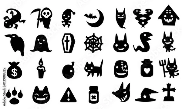 Fototapeta Spooky icon collection. Helloween icon bundle