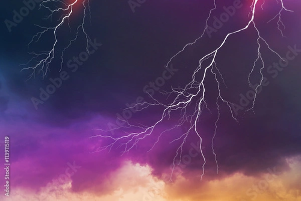 Obraz Lightning, thunder cloud dark cloudy sky