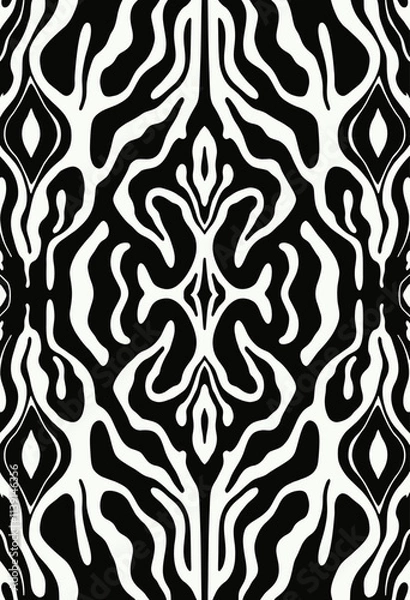 Fototapeta Abstract Black and White Vector Design Featuring Dripping and Melting Symmetrical Lines
