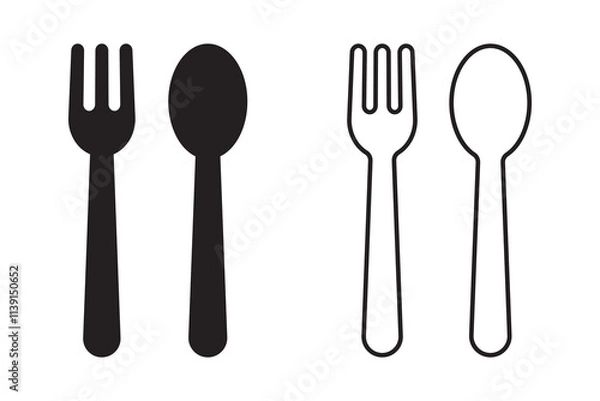 Fototapeta spoon and fork icon set vector. spoon, fork and knife icon vector. restaurant sign and symbol
