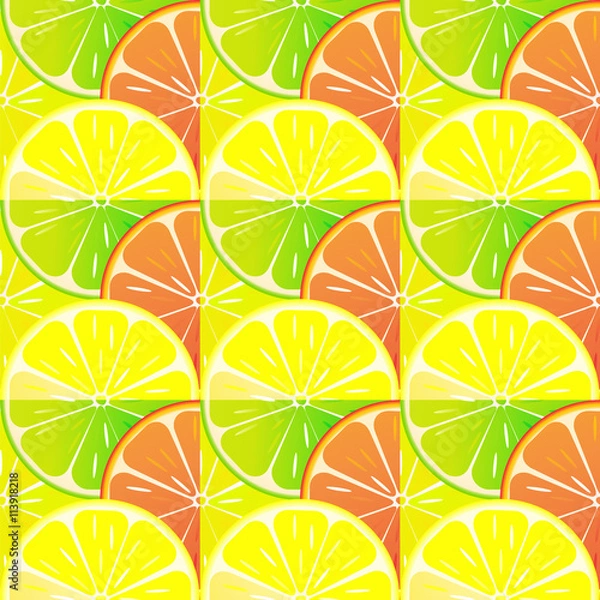 Obraz seamless pattern of orange, lemon, lime and grapefruit