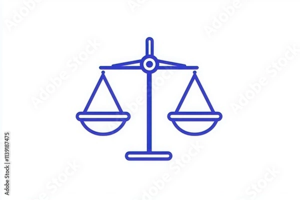Fototapeta Abstract Minimalist Representation of Justice Scales in Blue Color with Clean Lines and Modern Design for Artistic Interpretation and Legal Themes