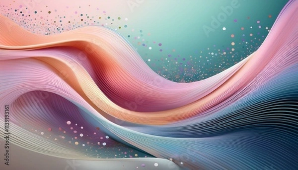 Fototapeta Abstract pastel wave design. Soft colors and flowing lines create a calming, dreamy aesthetic.