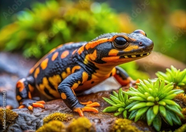 Fototapeta Kaiser's Spotted Newt Close Up Drone Photography - High Resolution Amphibian Image