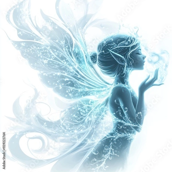 Fototapeta Ice Fairy Illustration: Ethereal Wings and Frozen Magic