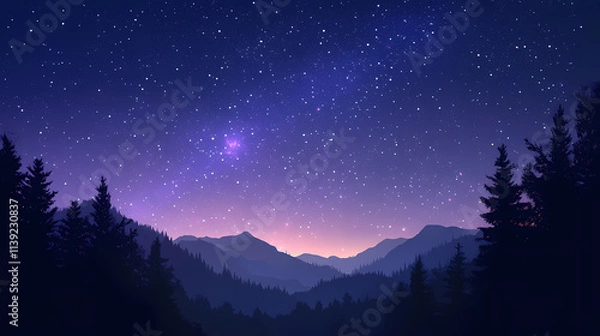 Fototapeta Astrological composition with empty starry sky for zodiac sign symbol. Arcane. Illustration