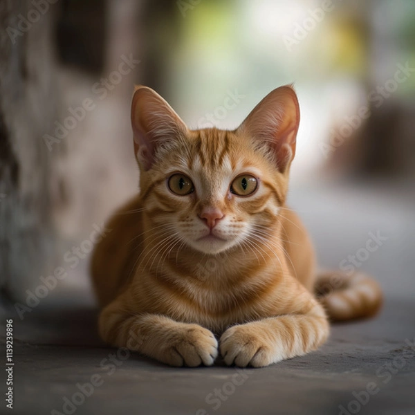 Obraz Picture of an orange cat sleeping happily, generative AI illustration