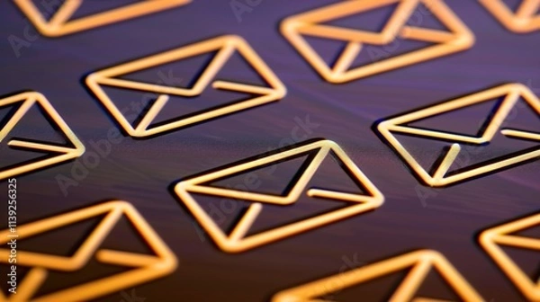 Obraz Close-up of neatly organized inbox on digital screen with blurred email icons and folders, symbolizing efficient email storage and management.