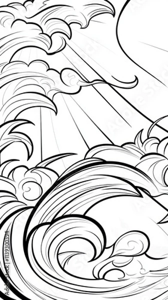 Obraz Abstract Black and White Wave Design.