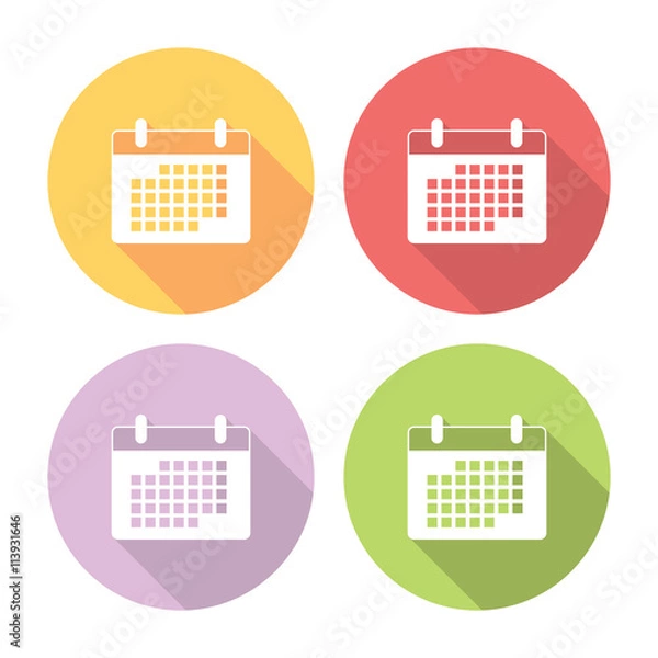 Fototapeta Calendar Schedule Page Flat Icons Set