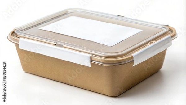 Fototapeta small food container box close up white color background mock up no label