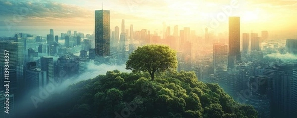 Fototapeta 3D Abstract Eco Nature Digital Concept, Generative AI