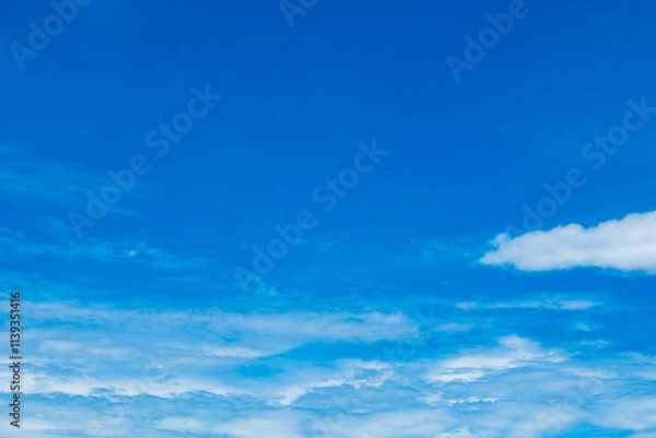 Fototapeta Panorama of cloud clear sky background for summer vacation concept at ocean and summer sea water with sunlight of beautiful cloudy	
