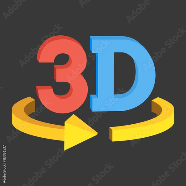 Fototapeta 3D rotate button sign icon. Vector.