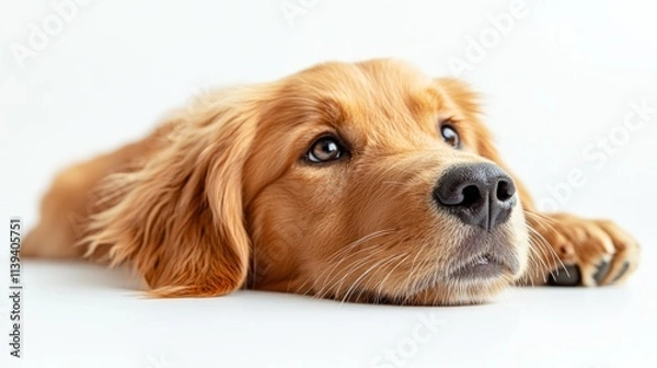 Obraz Close-up Portrait of a Golden Retriever Puppy with its Nose and Whiskers in Focus