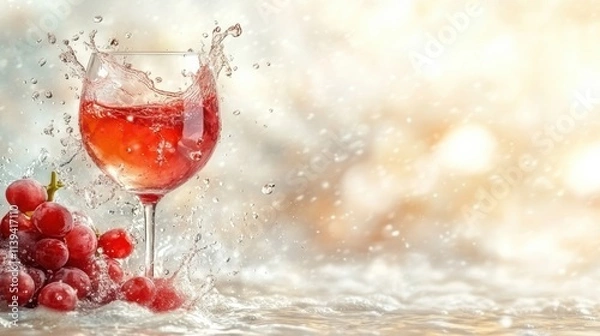 Fototapeta Red wine splashing in white background refreshment. ultra realistic. 12K, HDR. super Hd Ultra for magazine.