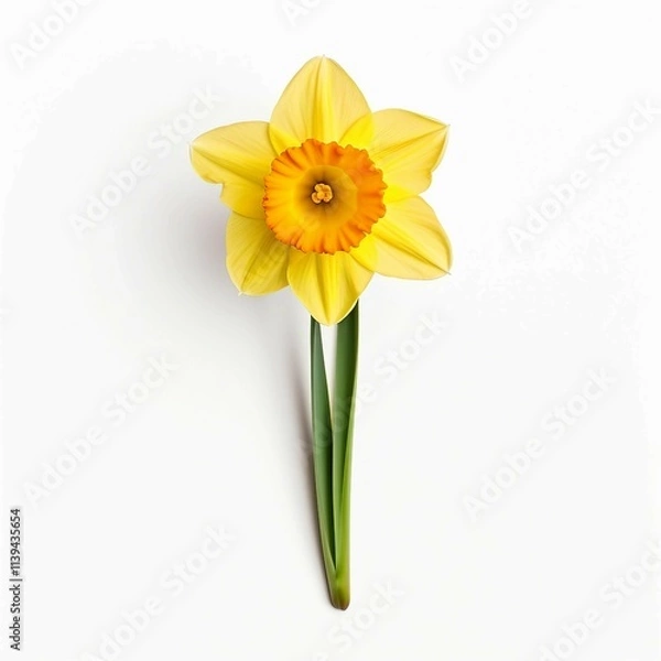Obraz Daffodil , Isolated white background, flat lay